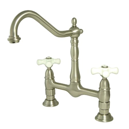 Kingston Brass KS1178PX Heritage Bridge Kitchen Faucet, Brushed Nickel KS1178PX